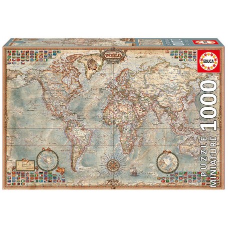 Puzzle Erzieht die Welt, politische Karte (Mini) 1000 Teile - Puzzles Educa