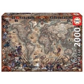 EDU16760 1000 Teile Puzzle Fluoreszierend La Karte Der Welt 