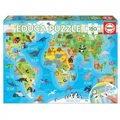 Puzzle Educa 150 teile Tiere Weltkarte - Puzzles Educa