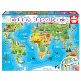 Puzzle erzieht Weltkarte Monumente von 150 Teile Puzzles Educa - 1
