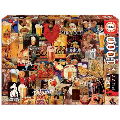 Puzzle Educa 1000 teile Vintage Bier Collage - Puzzles Educa
