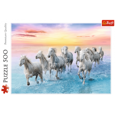 Puzzle Trefl 500 galoppierende weiße Pferde - Puzzles Trefl