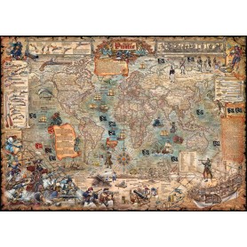 Puzzle Heye 2000-Teile Piraten Weltkarte Heye - 1