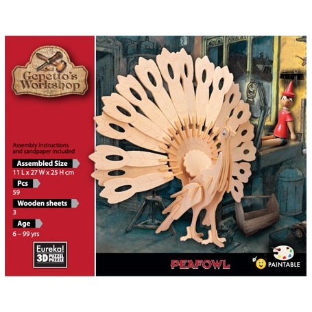 Gepetto's Peacock Modell 59 teile - Eureka! 3D Puzzle