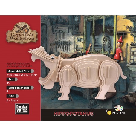 Gepetto's Hippopotamus Modell 45 teile - Eureka! 3D Puzzle