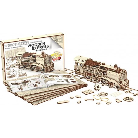 Holzlokomotive mit Schienen - Wooden City Wooden City - 1