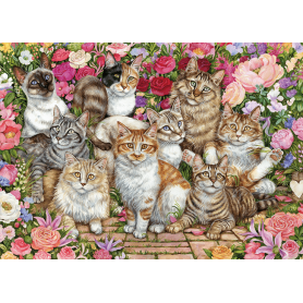 Puzzle Falcon Katzen in Blumen 1000 Teile Falcon - 1