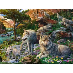 Puzzle Ravensburger Wölfe im Frühling von 1500 Teile Ravensburger - 1