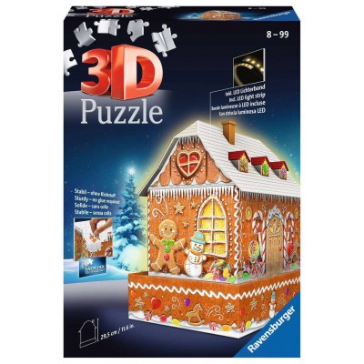 Puzzle 3D Ravensburger Lebkuchenhaus Nachtausgabe 216 Teile Ravensburger - 1