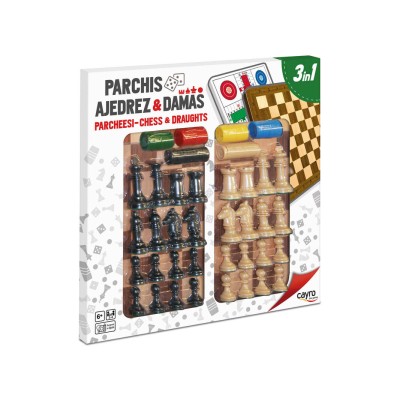 Parcheesi Checkers Schachbrett mit Zubehör Cayro - 1