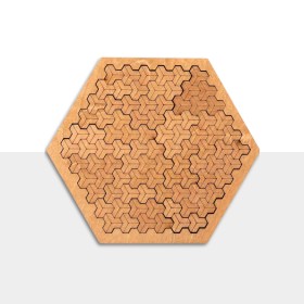 Sechseckiges Holzpuzzle im geometrischen Stil - 1