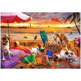 Puzzle Educa Hunde spielen am Strand – 1000 Teile