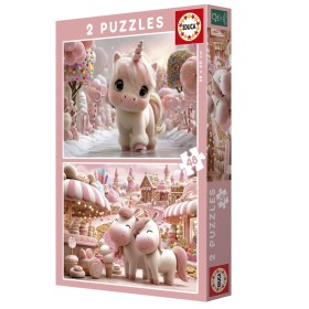 Educa Süße Einhörner Puzzle 2 x 48 Teile Puzzles Educa - 1