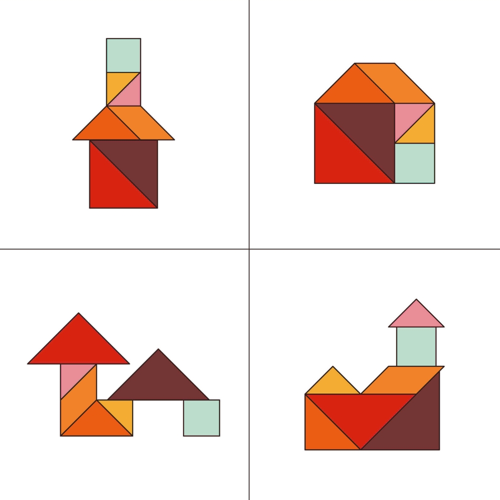 Tangram Figuren einfacher Häuser