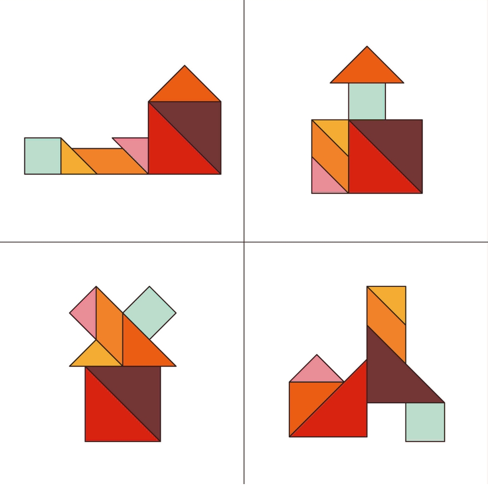 Bau von Gebäuden und Brücken mit Tangram