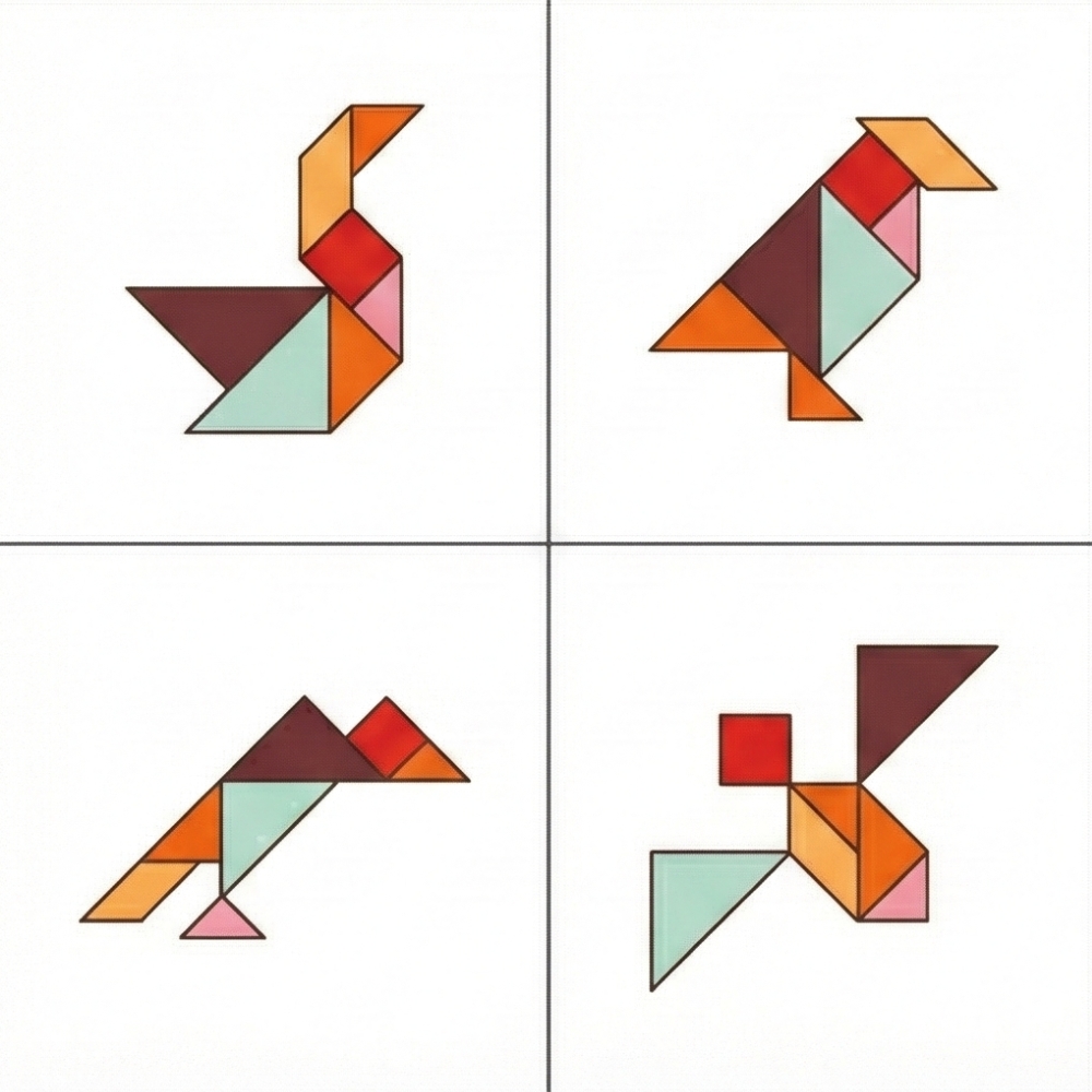 Tangram Figuren fliegende Vögel