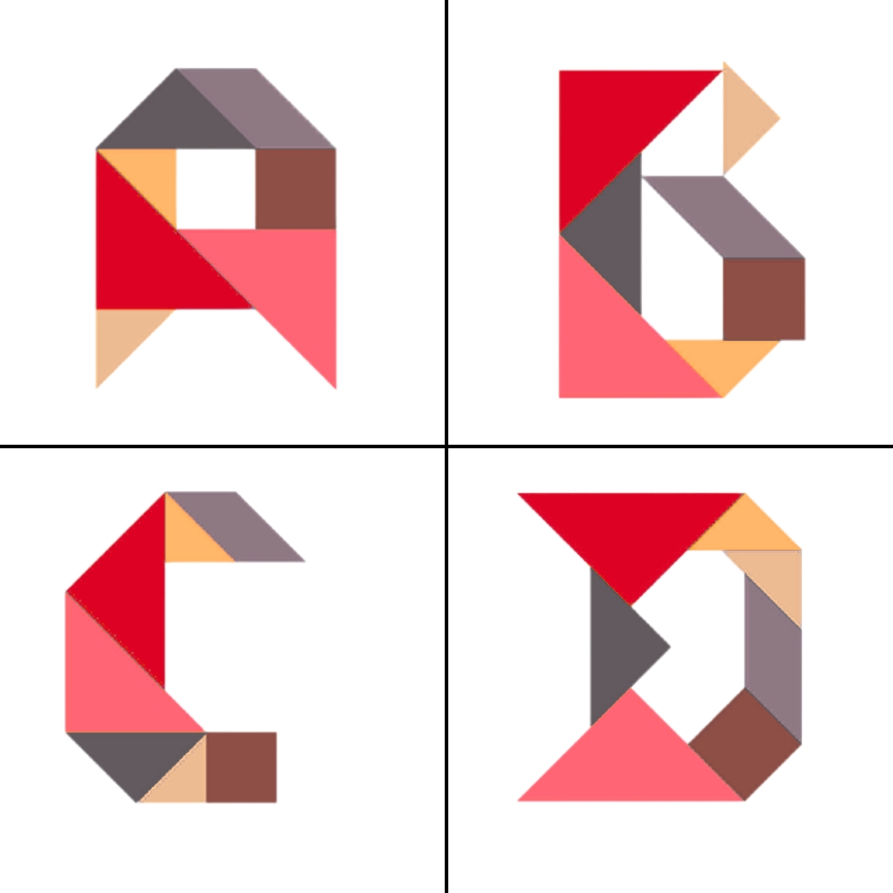 Tangram Buchstaben Alphabet A B C D