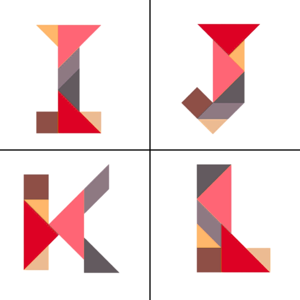 Tangram Buchstaben Alphabet I J K L