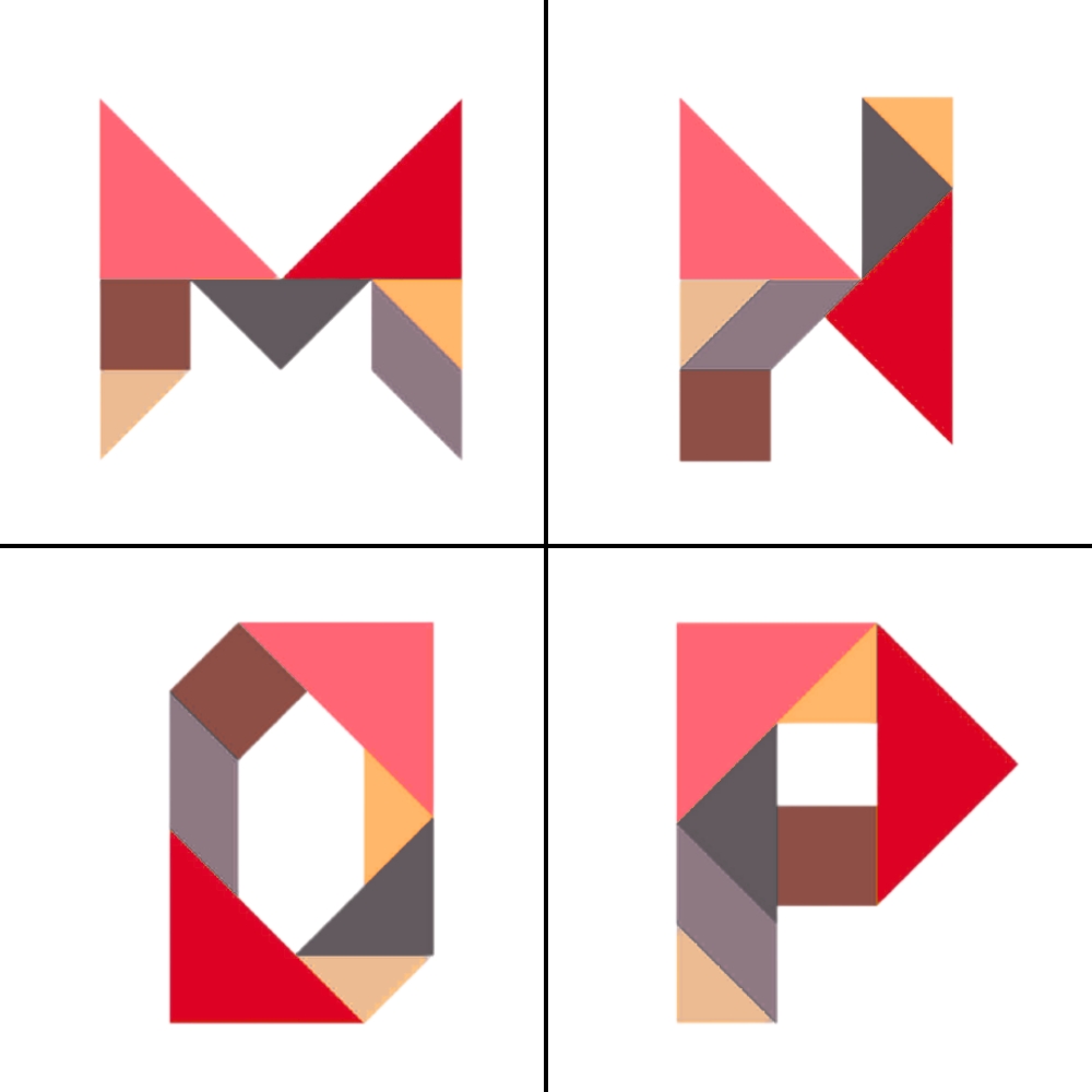 Tangram Buchstaben Alphabet M N O P