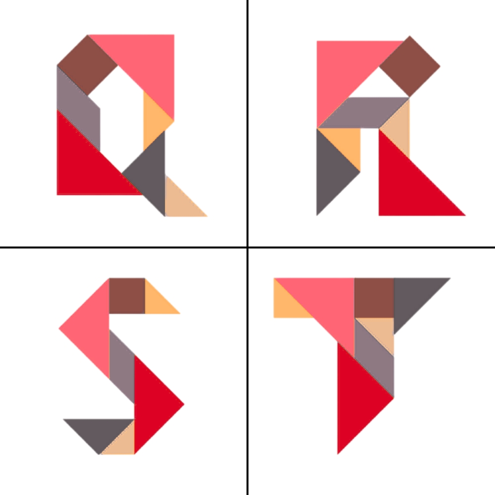 Tangram Buchstaben Alphabet Q R S T